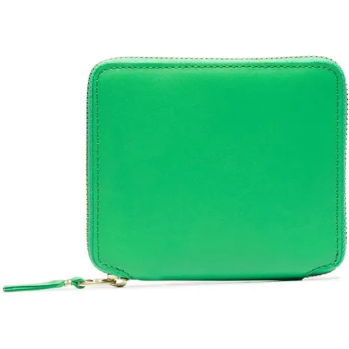Grünes Lederportemonnaie mit Goldener Reißverschluss , Damen, Größe: ONE Size - Comme des Garçons - Modalova