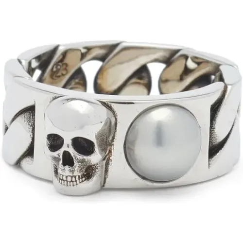 Skull Chain Ring Silber Logo,Keyrings - alexander mcqueen - Modalova