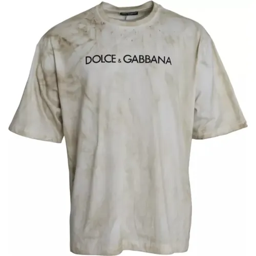 Off- Logo Cotton T-Shirt , male, Sizes: XL - Dolce & Gabbana - Modalova