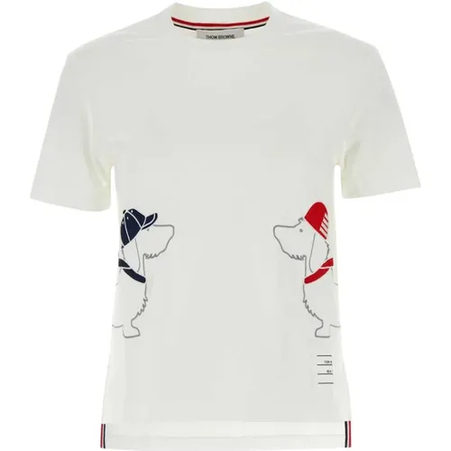 Klassisches Weißes Baumwoll-T-Shirt , Damen, Größe: 3XS - Thom Browne - Modalova