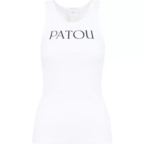 Weiße Baumwoll-Tanktop mit Logo , Damen, Größe: S - Patou - Modalova