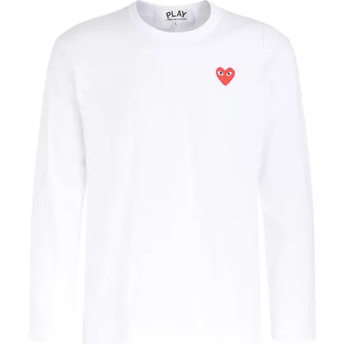 Long Sleeve Mens T-Shirt with Red Heart , male, Sizes: 2XL, XL, L - Comme des Garçons Play - Modalova