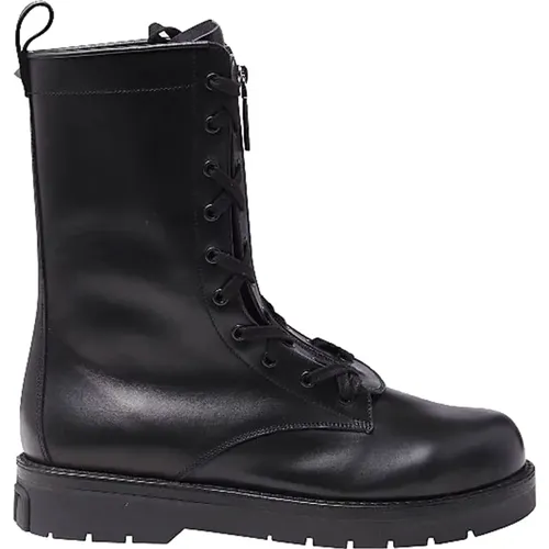 Leather Combat Ankle Boots , male, Sizes: 7 UK, 9 UK, 8 UK, 10 UK - Valentino Garavani - Modalova
