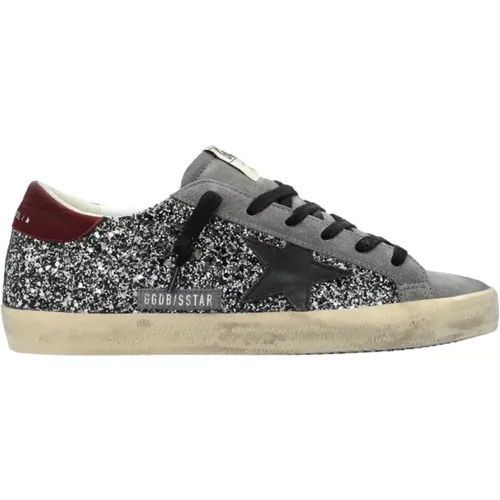 Glitter Black Suede Sneakers , female, Sizes: 3 UK, 4 UK - Golden Goose - Modalova