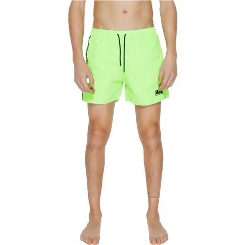 Grüne Badebekleidung mit Fronttaschen und Schnürsenkeln , Herren, Größe: L - Emporio Armani EA7 - Modalova