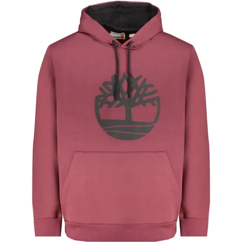 Roter Kapuzenpullover mit Logodruck , Herren, Größe: L - Timberland - Modalova