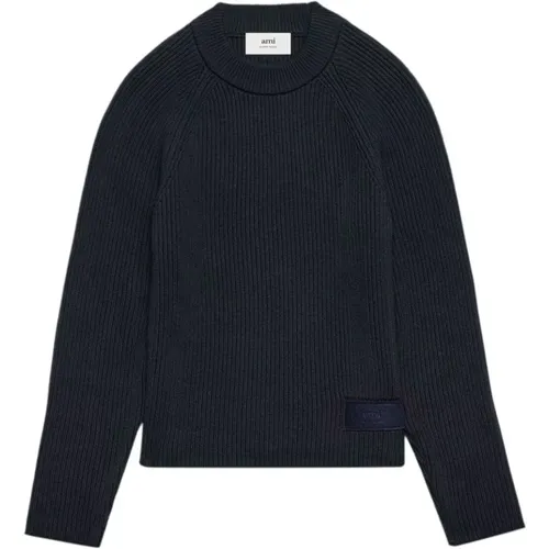 Marine Sweater with Logo Tag , male, Sizes: M, L - Ami Paris - Modalova