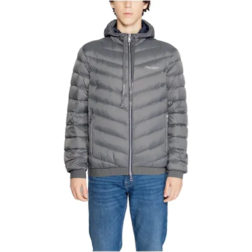 Graue Kapuzen-Zip-Jacke Herren Herbst/Winter , Herren, Größe: XL - Armani Exchange - Modalova