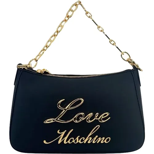 Umweltfreundliche Schwarze Handtasche mit Kettenhenkel - Love Moschino - Modalova