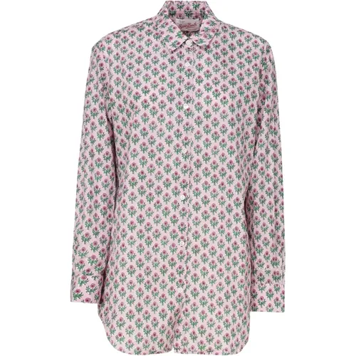 Floral Print Cotton Shirt Italian Collar , female, Sizes: XS - MC2 Saint Barth - Modalova