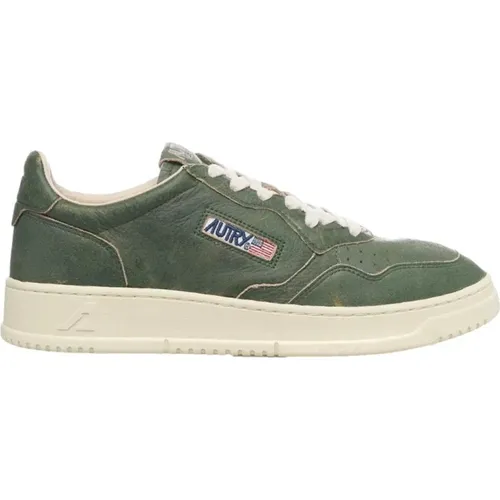 Vintage Grüne Leder Sneakers , Herren, Größe: 43 EU - Autry - Modalova