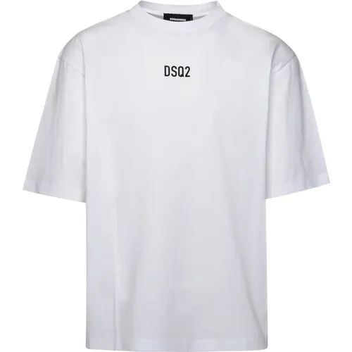 Weißes Oversize Baumwoll-T-Shirt mit Logo-Print - Dsquared2 - Modalova