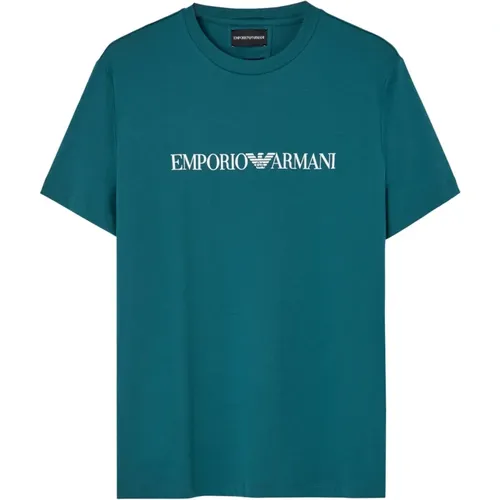 Grünes Bedrucktes Shirt , Herren, Größe: M - Emporio Armani - Modalova