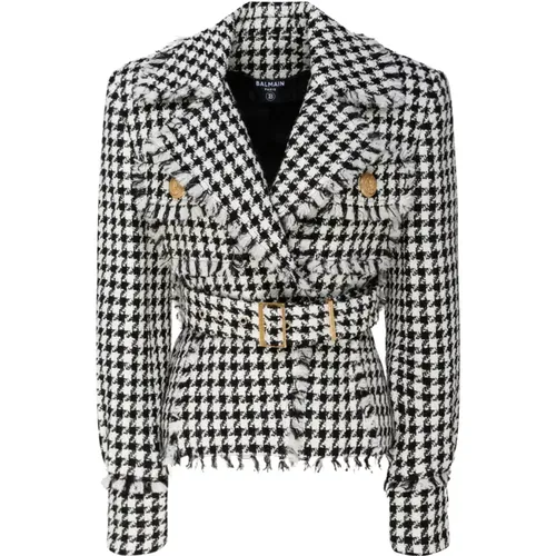 Tweed Belted Jacket , female, Sizes: S, M, XS - Balmain - Modalova