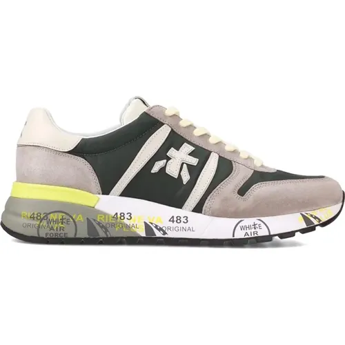 Grey and Green Nylon Suede Sneakers , male, Sizes: 11 UK - Premiata - Modalova