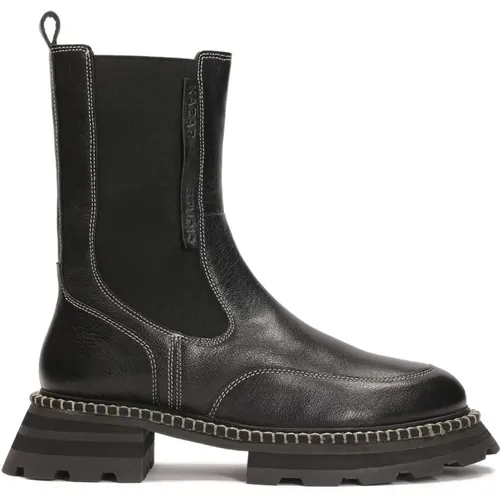 Schwarze Leder-Chelsea-Boots mit kontrastierender Verzierung , Damen, Größe: 39 EU - Kazar Studio - Modalova