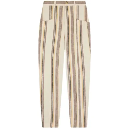 Striped High-Waisted Straight Pants , female, Sizes: S, M - Leon & Harper - Modalova