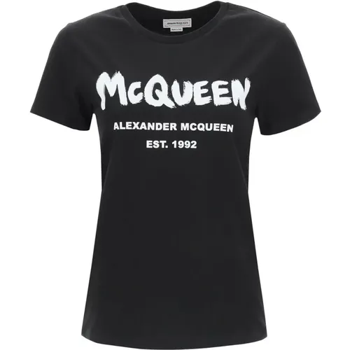 Logo Cotton T-Shirt , female, Sizes: 2XS, XS - alexander mcqueen - Modalova