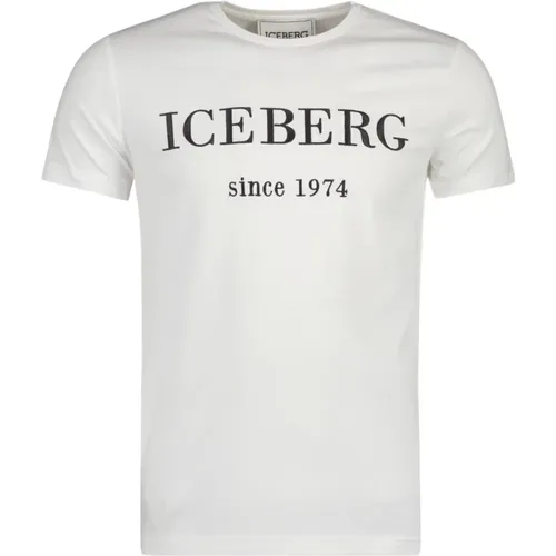 D Herren T-Shirt Weiß/Schwarz - Iceberg - Modalova