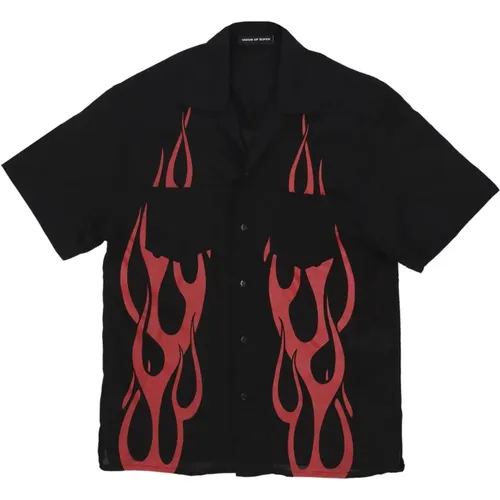 Flames All Over Short Sleeve Shirt , Herren, Größe: XS - VISION OF SUPER - Modalova