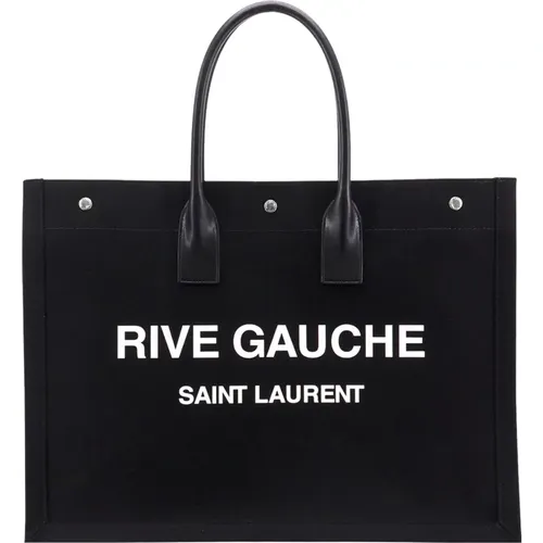 Linen Shoulder Bag with Logo Print , female, Sizes: ONE SIZE - Saint Laurent - Modalova