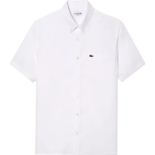 Linen Short Sleeve Shirt , male, Sizes: XL, L, M, S, 2XL, 5XL, 4XL - Lacoste - Modalova