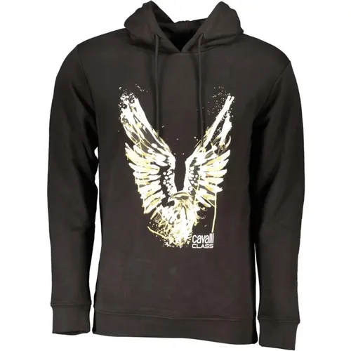 Hooded Brushed Cotton Sweatshirt with Logo Print , male, Sizes: 3XL, XL, 2XL, L, M, S - Cavalli Class - Modalova