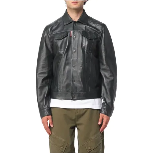 Leather Jacket , male, Sizes: L, M, XL - Dsquared2 - Modalova
