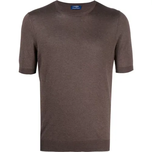 Luxury Silk T-shirt Made in Italy , male, Sizes: 2XL, 4XL - Barba - Modalova