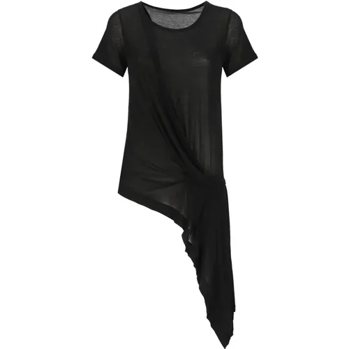 Schwarzes T-Shirt mit Asymmetrischem Saum - Yohji Yamamoto - Modalova
