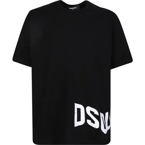 Schwarzes T-Shirt mit Logo-Print , Herren, Größe: M - Dsquared2 - Modalova