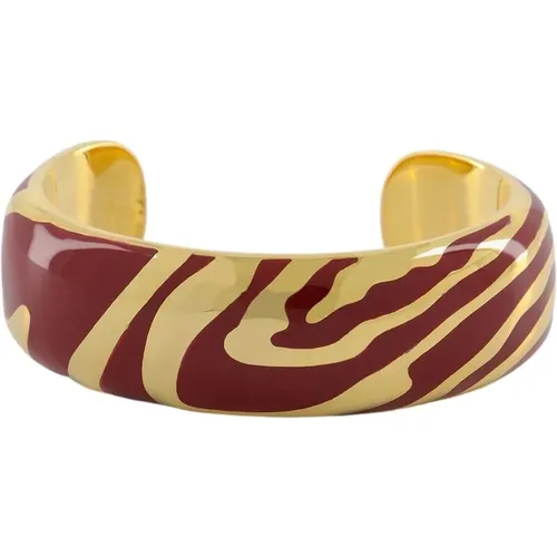 Liwa Cuff in Red Resin/Gold Plated , female, Sizes: ONE SIZE - Aurélie Bidermann - Modalova