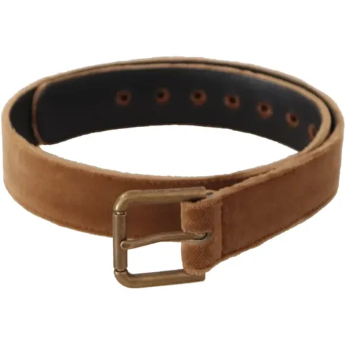 Elegant Leather Belt with Engraved Buckle , female, Sizes: 65 CM - Dolce & Gabbana - Modalova