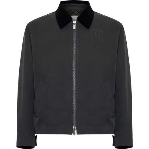 Canvas Jacket with Corduroy Collar , male, Sizes: S, M - Burberry - Modalova