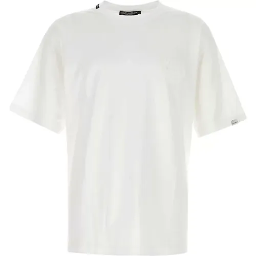 Klassisches Weißes Baumwoll-T-Shirt , Herren, Größe: M - Dolce & Gabbana - Modalova