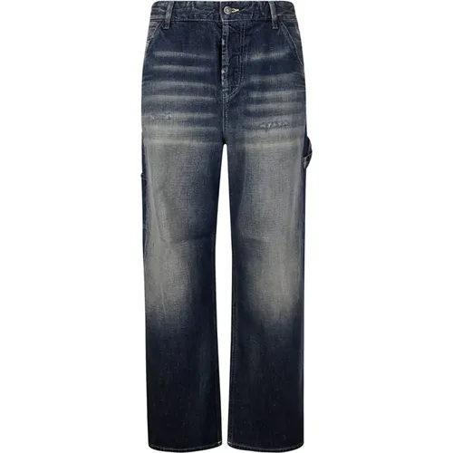 High-Waist Wide-Leg Jeans mit Taschen , Damen, Größe: W27 - Diesel - Modalova