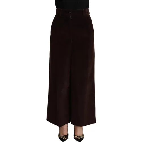 Cotton High Waist Wide Leg Pants , female, Sizes: XS - Dolce & Gabbana - Modalova