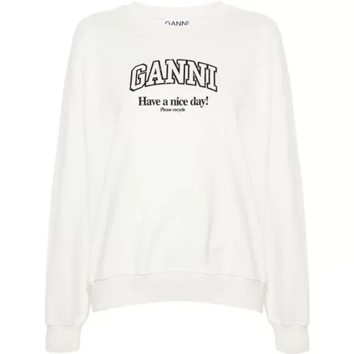 Logo Print Crew Neck Sweatshirt , female, Sizes: S, 2XS - Ganni - Modalova