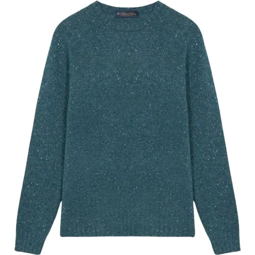 Teal-farbener Woll-Nylon-Alpaka-Mix Pullover,Gesprenkelter Woll-Rundhalsausschnitt-Pullover,Marineblauer Woll-Nylon-Alpaka-Mix Pullover - Brooks Brothers - Modalova