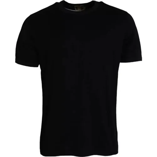 Schwarzes Baumwoll-T-Shirt mit Rundhalsausschnitt und kurzen Ärmeln , Herren, Größe: 2XL - Dolce & Gabbana - Modalova