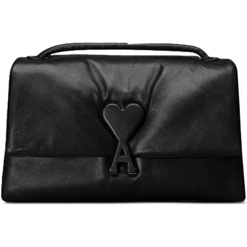 Gesteppte Schwarze Logo Verschluss Tasche - Ami Paris - Modalova