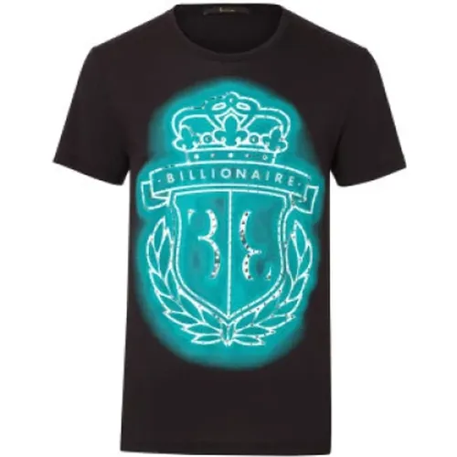 Schwarzes Logo-Print-Baumwoll-T-Shirt , Herren, Größe: XS - Billionaire - Modalova