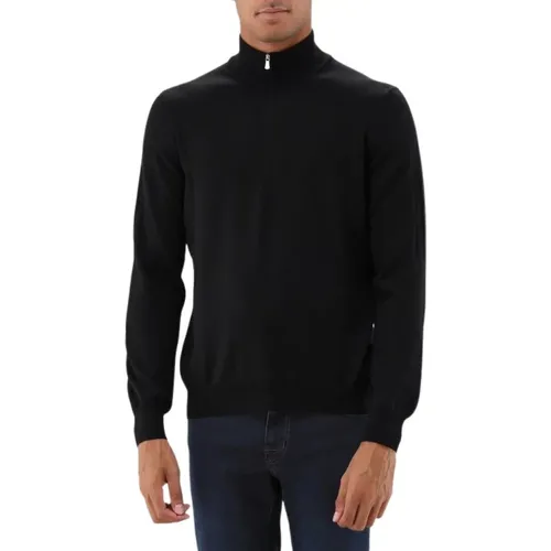 Schwarzer Strick Reißverschluss Pullover , Herren, Größe: 3XL - Gran Sasso - Modalova