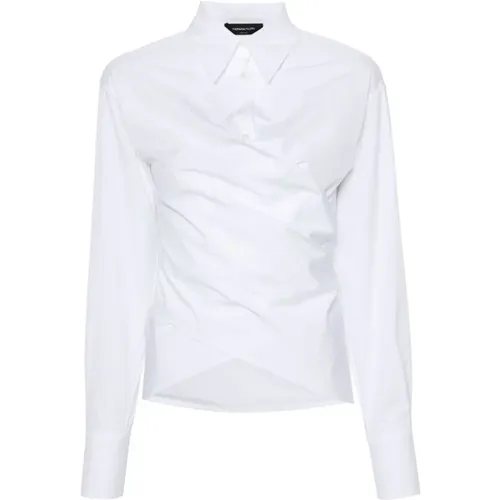 Weiße Baumwoll-Wrap-Bluse , Damen, Größe: 2XS - Fabiana Filippi - Modalova