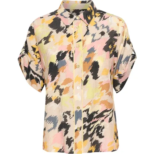 Abstraktes Print-Shirt mit Halbärmeln , Damen, Größe: 4XL - Part Two - Modalova