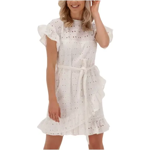 Broderie Anglaise Ruffle Mini Kleid - Colourful Rebel - Modalova