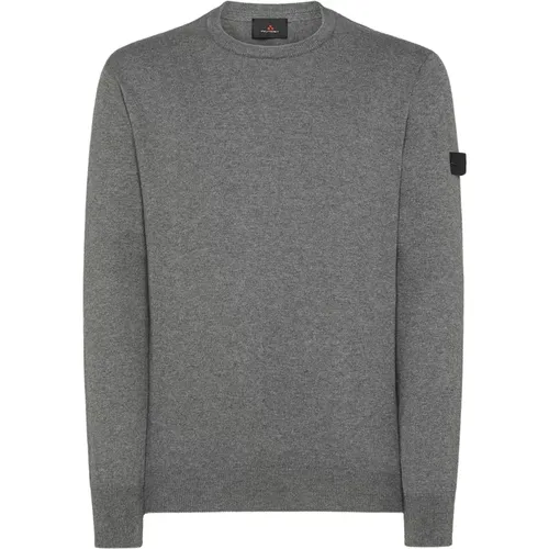 Woll Baumwolle Rundhalsausschnitt Pullover , Herren, Größe: 2XL - Peuterey - Modalova