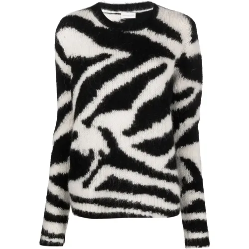 Zebra Intarsia Crew Neck Sweater , Damen, Größe: S - Dries Van Noten - Modalova