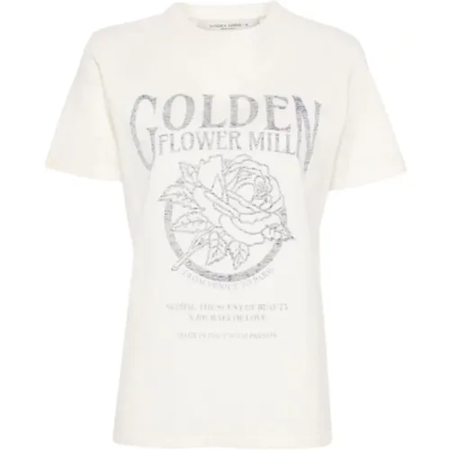 T-Shirt mit Vintage-Effekt , Damen, Größe: S - Golden Goose - Modalova