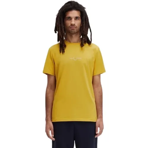 Besticktes Logo Senf T-Shirt , Herren, Größe: L - Fred Perry - Modalova